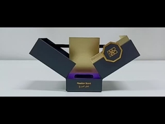 Scatola di carta per profumi a due porte a magnete aperto Scatola di carta a texture inserita in schiuma EVA nera