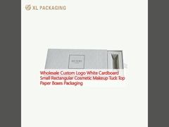 Ingrosso Logo personalizzato Cartone bianco Piccolo Cosmetico rettangolare Makeup Tuck Top Cartoni di carta Imballaggio