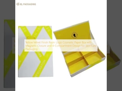 Confezione in resina con logo di finitura di velluto giallo Scatola di carta cosmetica con chiusura magnetica e 4 compartimenti per imballaggi per la cura della pelle