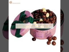 Cassa di cioccolato rosa di lusso Caramelle di carta rigida Macaroni Top Bottom Tubo con nastro