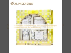 Scatola di carta personalizzata per l'imballaggio regalo di lusso di set cosmetici per la cura della pelle con timbro