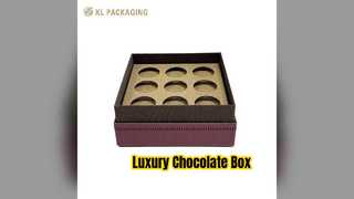 Confezione regalo viola di lusso con scatola di cioccolatini
