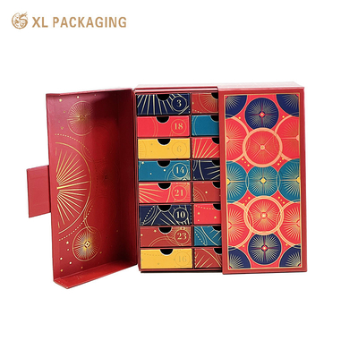comprare OEM Luxury Full Gold Foil Holiday Calendario dell'Avvento Cartone Collezione Cartone regalo Con 24pcs Piccoli cassetti online manufacture