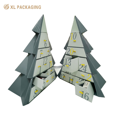 comprare XL Packaging Custom Packaging Box Factory Countdown To Christmas With Luxury Gifting Squisito 12/14-drawer Albero di Natale Calendario dell'Avvento Custom Drawer Box Packaging Con Accenti in Foglio d'Oro fabbricazione online