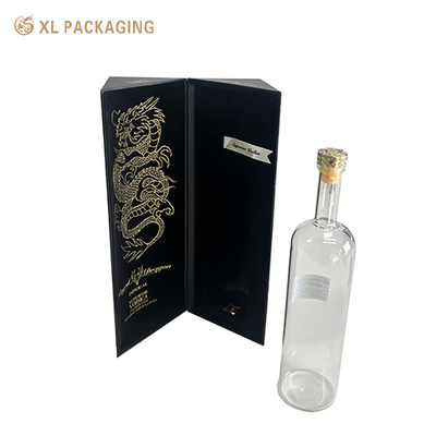 comprare Imballaggio XL Imballaggio personalizzato Fabbrica imballaggio personalizzato Magnete nero di foglio d'oro Scatola di vino di lusso Whiskey Vino rosso Scatola di imballaggio regalo con vassoio di velluto fabbricazione online