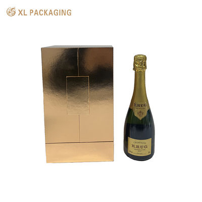comprare Scatola per imballaggio in carta magnetica lucida Qpen a due porte in oro rosa per vino e liquori fabbricazione online
