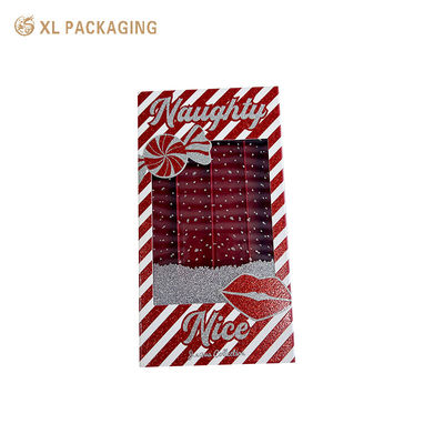 comprare Scatola regalo per cassettiere a slitta glitter rosso personalizzabile con finestrino trasparente in PVC e cartone rigido e spesso per imballaggi per rossetti fabbricazione online
