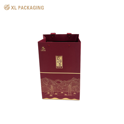 comprare Sacchetti regalo in carta rossa eco-compatibili Sacchetti di imballaggio per vino con maniglia a nastro online manufacture