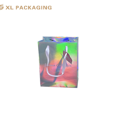 comprare Sacchetti regalo di carta personalizzati con manici, borse tote lucide personalizzate, stampa a caldo con logo personalizzato, laminazione lucida, confezioni eleganti per eventi al dettaglio, regali di marca online manufacture