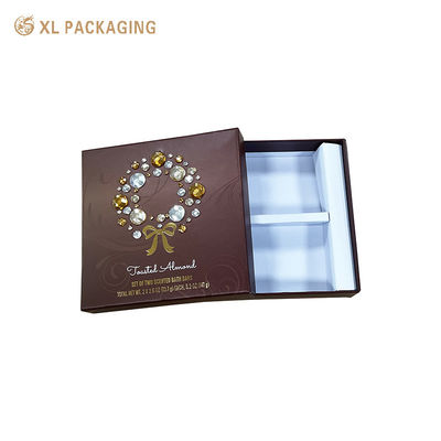 comprare Scatola regalo di sapone rigido marrone di lusso con carta da cartone da 350 grammi inserito in foglio d'oro Stamping e laminazione opaca fabbricazione online