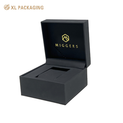 comprare Luxury Custom Logo Black Cardboard Paper Gift Packaging Orologio Scatole regalo con pelle online manufacture