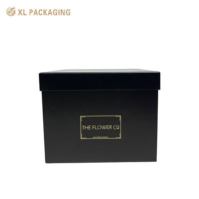 comprare Scatola per fiori rigida nera opaca in due pezzi con scatola per imballaggio floreale con logo in lamina d'oro fabbricazione online