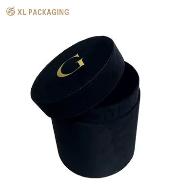comprare Scatola per fiori in rosa con cilindro rotondo in velluto con logo in lamina d'oro per marchi di sciarpe e abbigliamento fabbricazione online