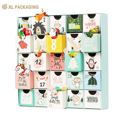 acquistare Scatole di lusso personalizzate XL Packaging Design personalizzato Calendario dell'Avvento cosmetico natalizio Scatola calendario 24 giorni Imballaggio di carta Biscotti al cioccolato Caramelle Scatola regalo fabbricazione online