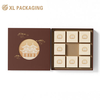 comprare Scatola di imballaggio per mooncake personalizzata con porta inserire scatola regalo in carta di materiale laminato fabbricazione online