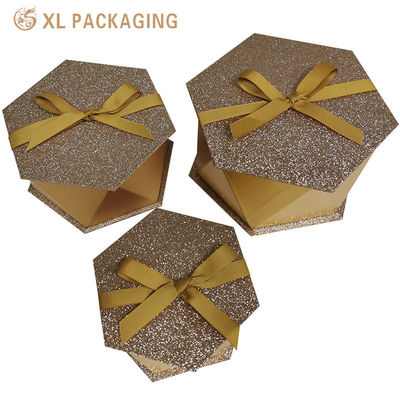 comprare Scatola Regalo Rigida Esagonale Personalizzata in Cioccolato con Cartone da 1.5mm e Carta Speciale Glitter Oro per Confezioni di San Valentino fabbricazione online