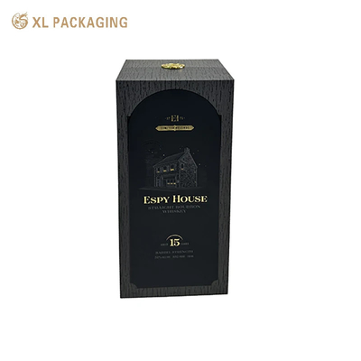 comprare Cassa regalo di vino con cerniera con targa metallica d'oro e supporto interno in EVA per l'imballaggio in carta nera online manufacture