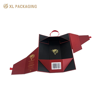comprare Manicotto del nastro di carta d'argento Stampa del logo Scatola di vino pieghevole per regali di lusso Champagne Scatola di vino personalizzata di lusso online manufacture