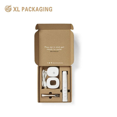 comprare Scatola corrugata Kraft marrone ecologica con stampa bianca personalizzata, imballaggio pre-tagliato per spazzolino elettrico fabbricazione online