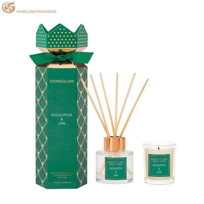comprare Scatola per profumi in carta kraft ecologica da 350 g con logo stampato a caldo e accessori a nastro verde online manufacture