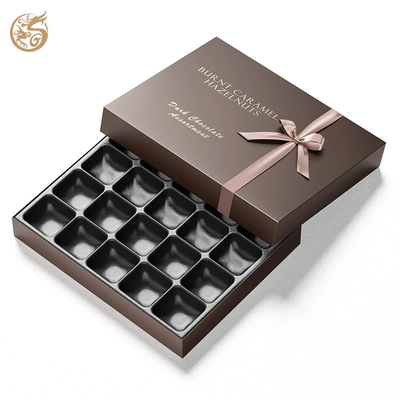 comprare Scatola di carta per cioccolatini con stampa personalizzata per pasticceria, ciambelle, biscotti, macaron, confezione con coperchio e base marrone con nastro online manufacture
