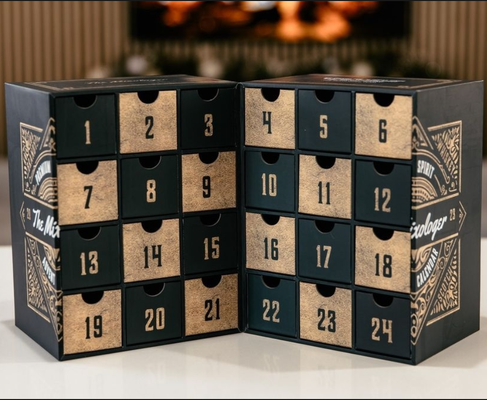 acquistare 24 cassetto due lati aperti calendario dell'avvento scatola con fori per le dita tirare fuori cassetti fabbricazione online