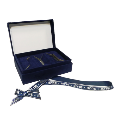 acquistare Luxury Blue Velvet Gift Box Ribbon Bow Custom Logo Foil Stamping For Jewelry fabbricazione online