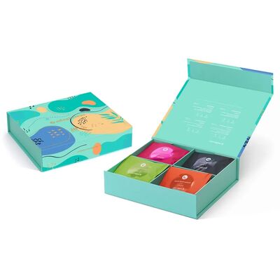 acquistare Custom Magnetic Tea Gift Box Four Cavities Gold Foil Embossing With Paper Divider fabbricazione online