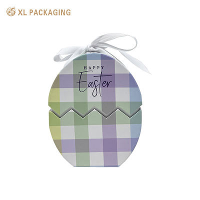 Scatola regalo al cioccolato a forma di uovo di Pasqua personalizzata 3 pezzi Set Scatola di imballaggio con nastro bianco e inserto EVA