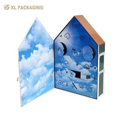 XL Packaging Custom Packaging Box Factory Gift Tree Calendar Box Tools per la cura della pelle Toy Craft Electrons House Shape Gift Advent Calendar Box Packaging