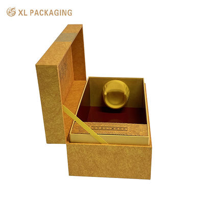 Scatola di imballaggio del whisky su misura con nastro con tappo a candela, carta speciale con tessitura e inserto in vassoio di velluto