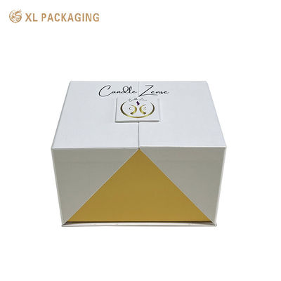 Cartone regalo a doppia porta a logo personalizzato, confezionamento in carta perla bianca con rivestimento in oro per cosmetici