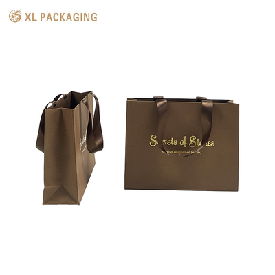 Esperienze di regalo premium Borse shopper di lusso marroni Grandi sacchetti regalo di carta con logo Design minimalista Finitura strutturata Versatile per moda, bellezza, arredamento per la casa