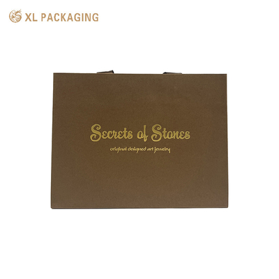 Logo personalizzato stampato regalo di artigianato sacchetto di carta con maniglie nastro marrone