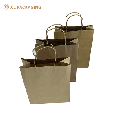 Sacchetti della spesa in carta kraft riciclata con logo personalizzato, stile boutique, design facile da trasportare, materiale sostenibile, perfetti per lo shopping quotidiano, confezioni regalo, marchi eco-consapevoli