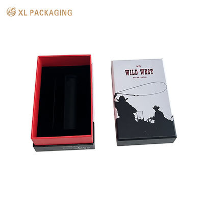 Confezione regalo personalizzata per profumo con coperchio e base da 3 pezzi con stampa cowboy occidentale e inserto in EVA floccato in velluto nero