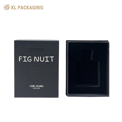 Custom 3 pezzi scatola di profumo nero con embossed Black Foil Logo & Velvet Flocked EVA inserito