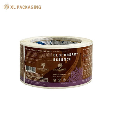 Etichetta adesiva personalizzata in carta XL Packaging con stampa a caldo oro, adesivi in vinile impermeabili, logo personalizzato per confezioni di bottiglie