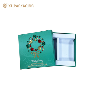 Imballaggio di lusso verde personalizzato Decorazione di Natale Imballaggio Archi Oro Stampaggio a caldo Capo e scatole di base per cosmetici