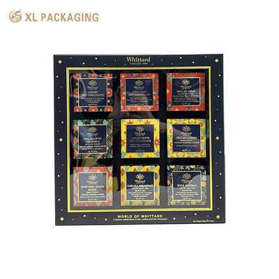 Scatole regalo cosmetiche di carta di lusso con finestrino in PVC e inserto a fiocco per sapone e tè