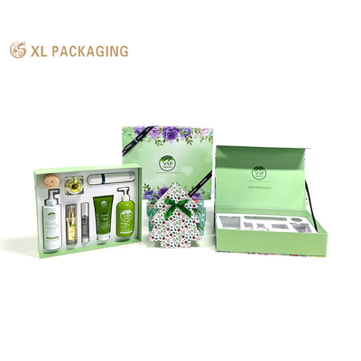 Eco-Friendly Custom Logo Chiusura magnetica Large Luxury Cosmetic Box Imballaggio per la cura della pelle con vassoio rimovibile Cartone durevole Perfetto per regali e marchi