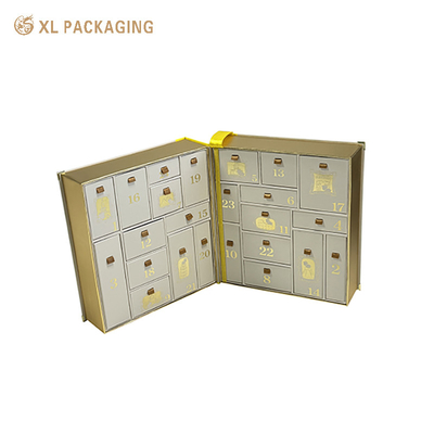 Doppia porta OEM 24 cassetto Calendario dell'Avvento Scatola cosmetica cura della pelle Bellezza regalo di Natale Scatola cassetto
