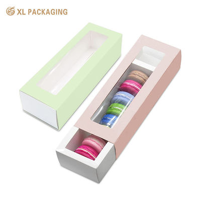 Scatola di carta per biscotti con cassetto pieghevole e finestra in PET trasparente per spedizione piatta, realizzata in cartone da 350 g/m²