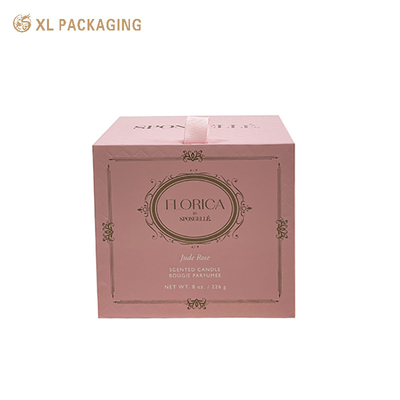 Scatole regalo di candele rosa di lusso stampate su misura Scatola regalo di cartone duro per candele