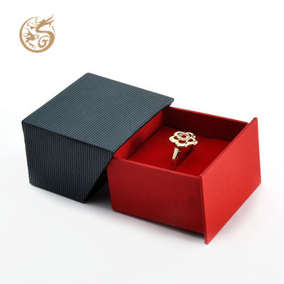 Catena regalo per anelli in cassetto personalizzato all'ingrosso, scatola per gioielli rigidi con carta speciale nera, inserto di velluto per anello