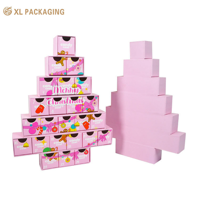 Stampa personalizzata Rosa di lusso Birra di Natale Avvento Contempo Calendario Carta Cartone Imballaggio Regalo Scatola cieca vuota