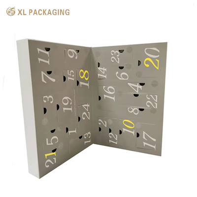 Custom Luxury Christmas Makeup Countdown Box Cosmetico Calendario dell'Avvento Box Imballaggio Box Calendario dell'Avvento Box regalo con vassoio a fiocco