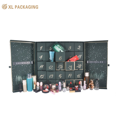 Calendario dell'Avvento Scatola Cmyk Custom 24 25pcs Capodanno Stampa completa Per Cosmetici Cura della pelle Bellezza Regalo Natale Scatola cassetto