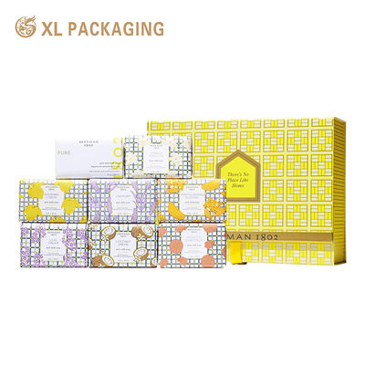 Scatola regalo di sapone rigido di lusso per set personalizzati in 8 pezzi con marchio premium e costruzione rigida in cartone