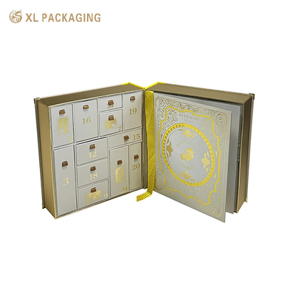 Luxury Skin Care Calendar Box Classic Collector's Book Design con logo in foglio d'oro per Natale